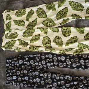 Leaf and Floral Print Pants Set